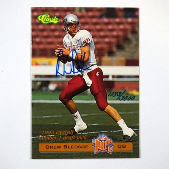 1993 Classic Draft Picks Draft Stars Auto #'d 1153/3000 Drew Bledsoe Rookie RC - Picture 1 of 2